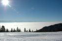 Svájc, Niedelloch, barlangászás, tél, barlang, felhők, hó, fejlámpa