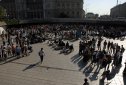 Budapest, keleti, gyülekezés, emberek, gólyatábor
