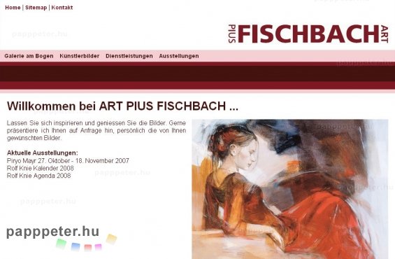 www.art-fischbach.ch - Pius Fischbach honlapjának kezdő oldala. - weboldal, honlap, design, honlapkészítés, art-fischbach.ch
