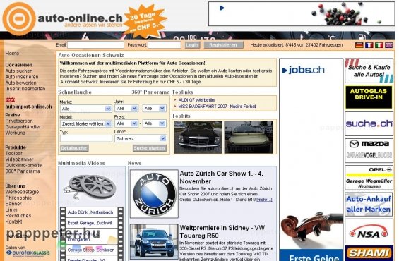 www.auto-online.ch - Használtautó kereső protál. - weboldal, honlap, design, honlapkészítés, auto-online.ch